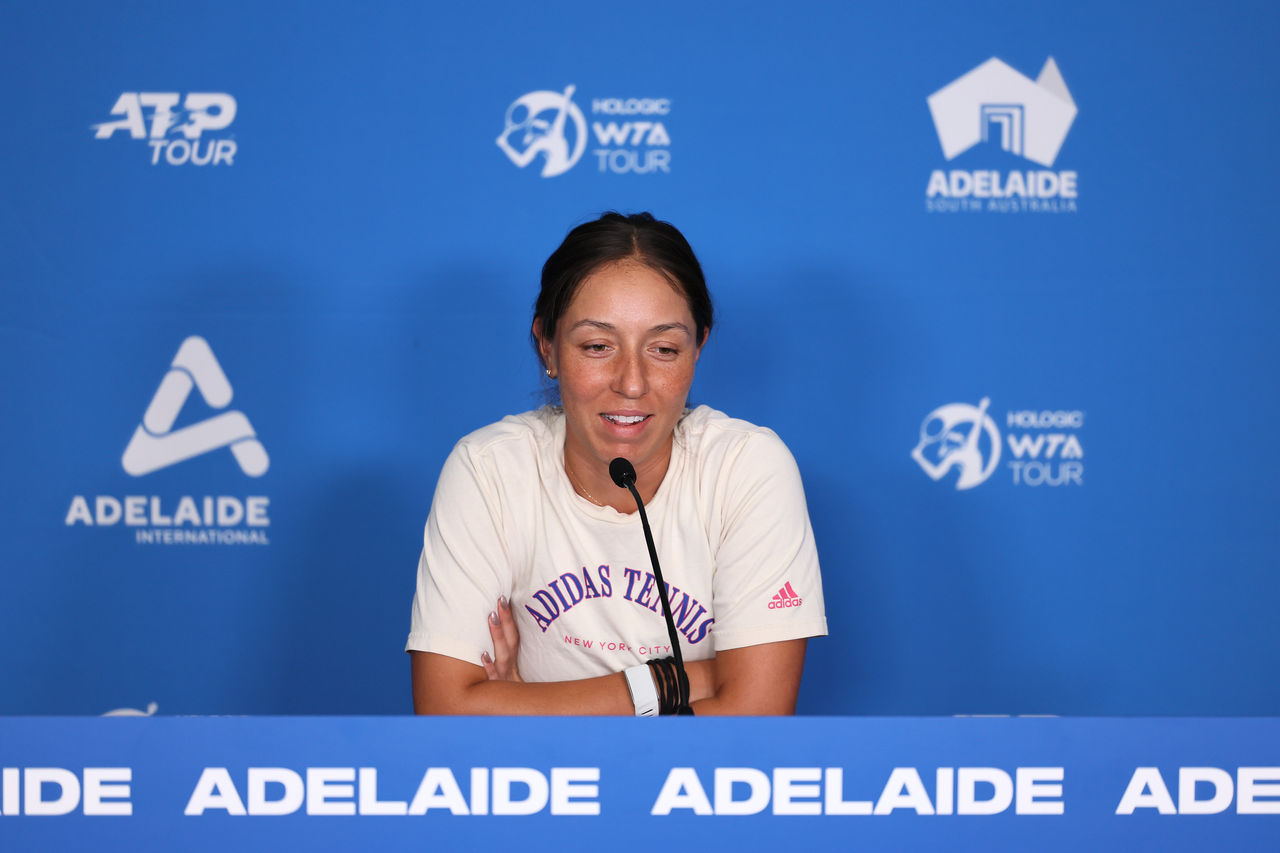 January 4: Jessica Pegula (USA) press conference before the Adelaide International at The Drive on Saturday, January 4, 2025. Photo by TENNIS AUSTRALIA/ JAMES ELSBY
