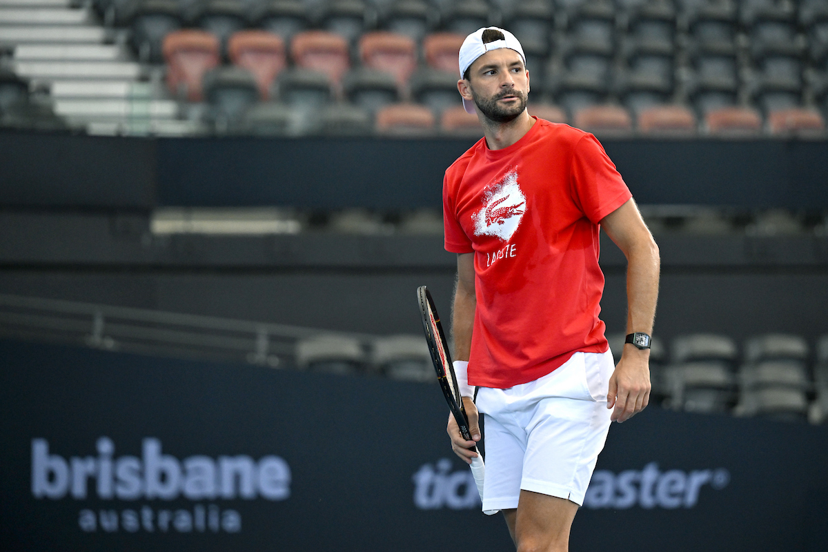 December 29th: Grigor Dimitrov (BUL) prior to the Brisbane International at Pat Rafter Arena Monday, December 29th, 2025. Photo by TENNIS AUSTRALIA/ SCOTT DAVIS