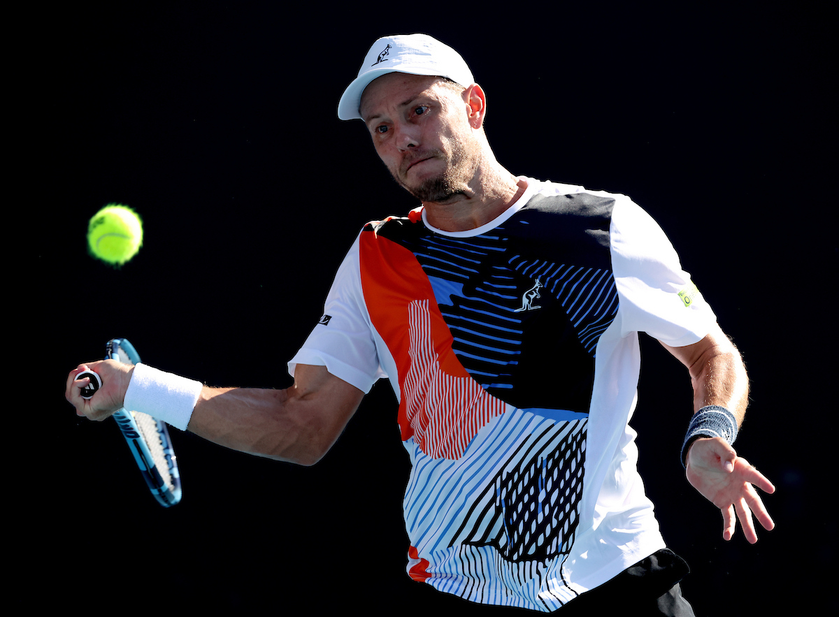 January 20: James Duckworth (AUS) on Court 6 during round 1 at the 2026 Australian Open at Melbourne Park Tuesday, January 20, 2026. Photo by TENNIS AUSTRALIA/HAMISH BLAIR