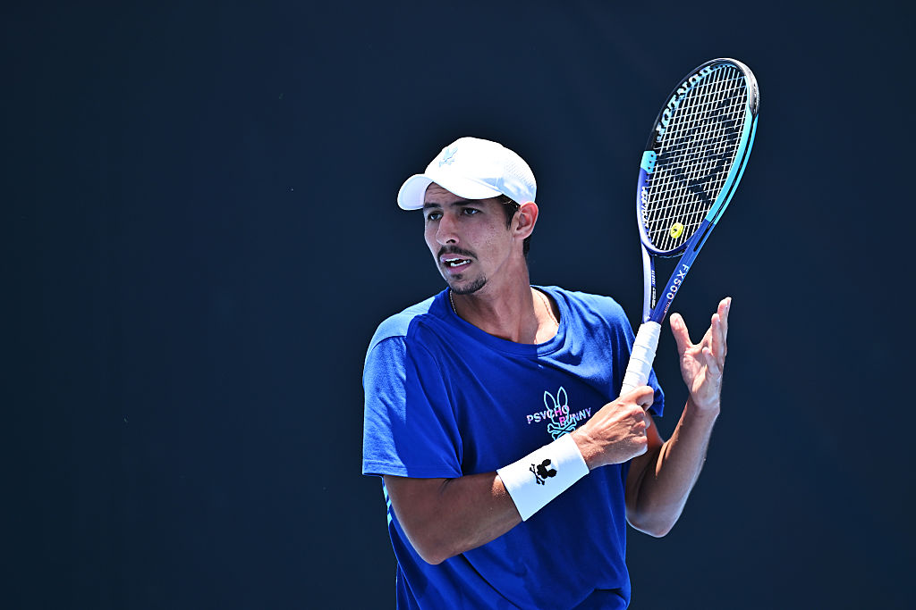 BRISBANE, AUSTRALIA - DECEMBER 30: Alexei Popyrin of Australia during a practice session ahead of the 2026 Brisbane International at Queensland Tennis Centre on December 30, 2025 in Brisbane, Australia. (Photo by Albert Perez/Getty Images)