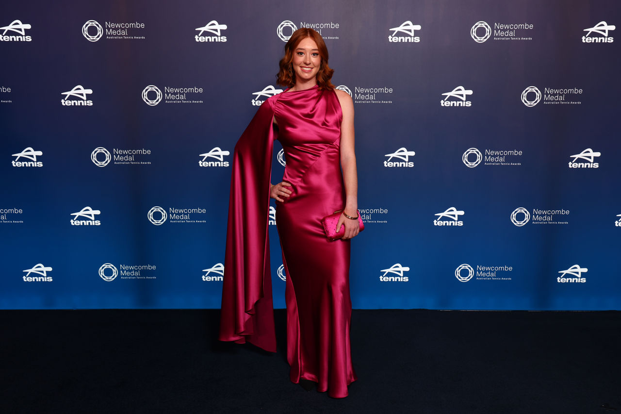 MELBOURNE, AUSTRALIA - DECEMBER 08: Maya Joint arrives prior to the 2025 Newcombe Medal at Crown Palladium on December 08, 2025 in Melbourne, Australia. (Photo by Graham Denholm/Getty Images for Tennis Australia)