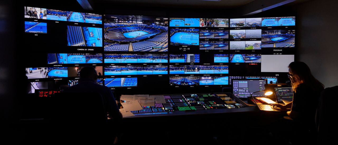 MELBOURNE, AUSTRALIA, January 20: Broadcast Compound at Precinct on January 20, 2020 in Melbourne, Australia. (Sense 6, Sam Wong/Tennis Australia) MANDATORY PHOTO CREDIT TENNIS AUSTRALIA