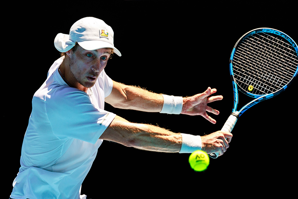 January 15: Marc Polmans (AUS) plays Alexei Popyrin (AUS) at John Cain Arena during the 2024 Australian Open on Monday, January 15, 2024. Photo by TENNIS AUSTRALIA / AARON FRANCIS