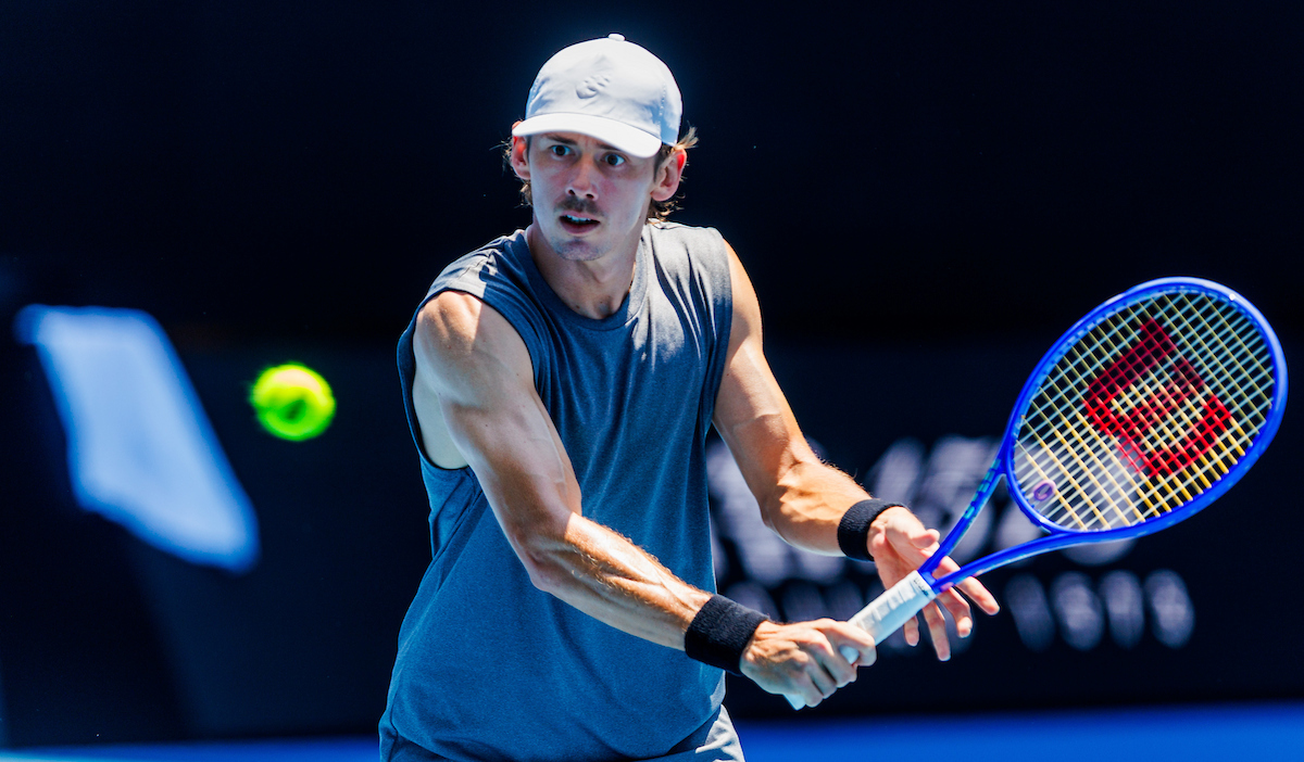January 12: Alex De Minaur (AUS) at Rod Laver Arena during Opening Week prior to the 2026 Australian Open Monday, January 12, 2026. Photo by TENNIS AUSTRALIA/AARON FRANCIS
