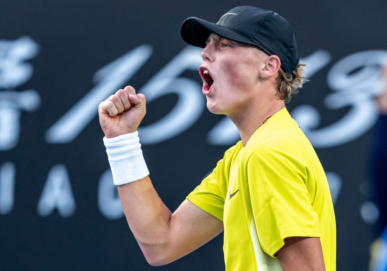 January 20: Cruz Hewitt (AUS) during round 2 Boys singles on Court 3 at the Australian Open at Melbourne Park on Monday, January 20, 2025. Photo by TENNIS AUSTRALIA/ JAY TOWN