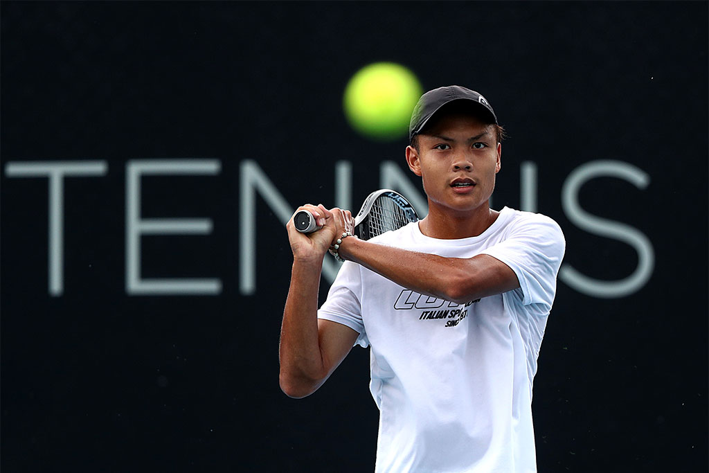National Tennis Academy player Derek Pham at the Queensland Tennis Centre in Brisbane on Wednesday, March 29, 2023. MANDATORY PHOTO CREDIT Tennis Australia/ JASON O BRIEN