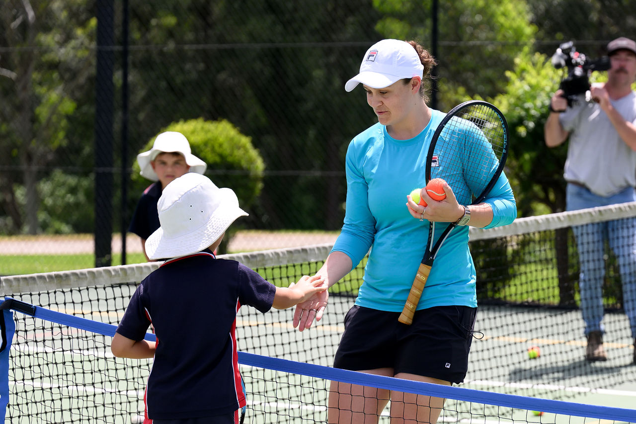 Ash Barty visits the winning school of the Ash Barty Schools Challenge, Redeemer Baptist School in Parramatta on Monday, November 3, 2025. Photo: TENNIS AUSTRALIA/STEVE MARKHAM