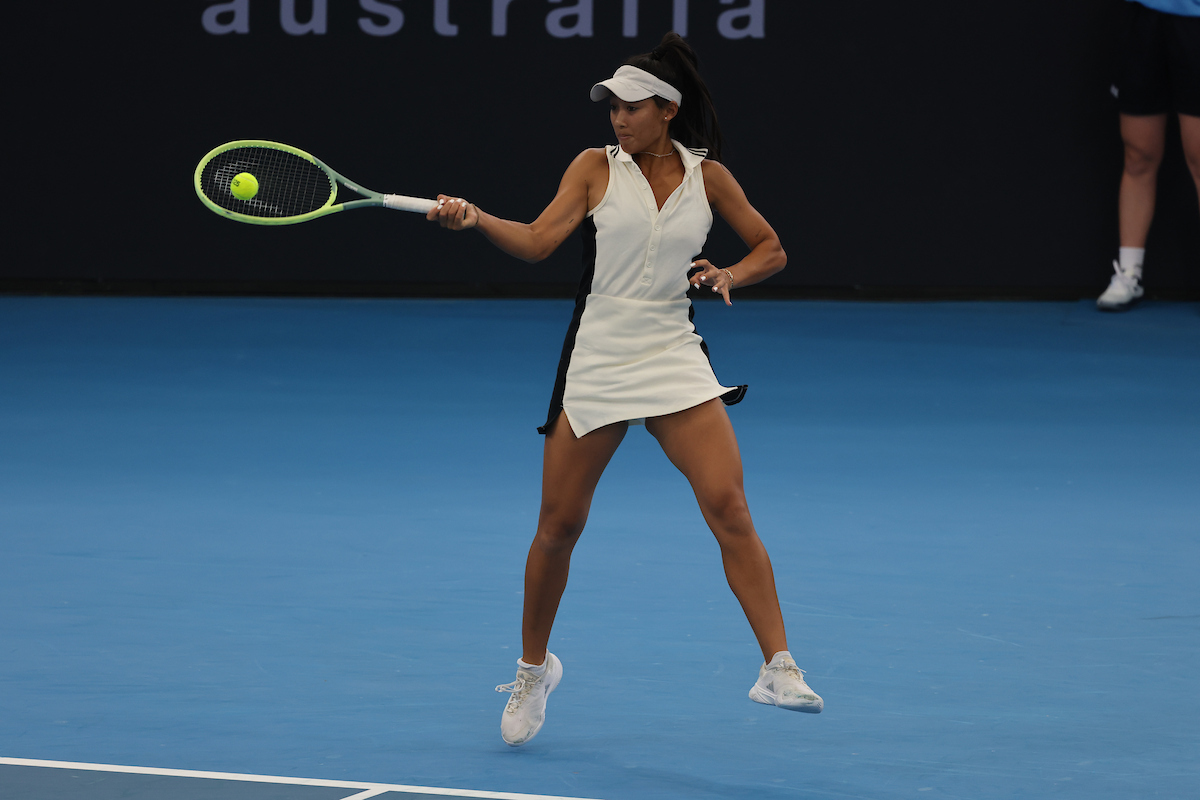 December 30: Priscilla Hon (AUS) on Pat Rafter Arena in Brisbane on Monday, December 30, 2024. Photo by TENNIS AUSTRALIA/ David Kapernick
