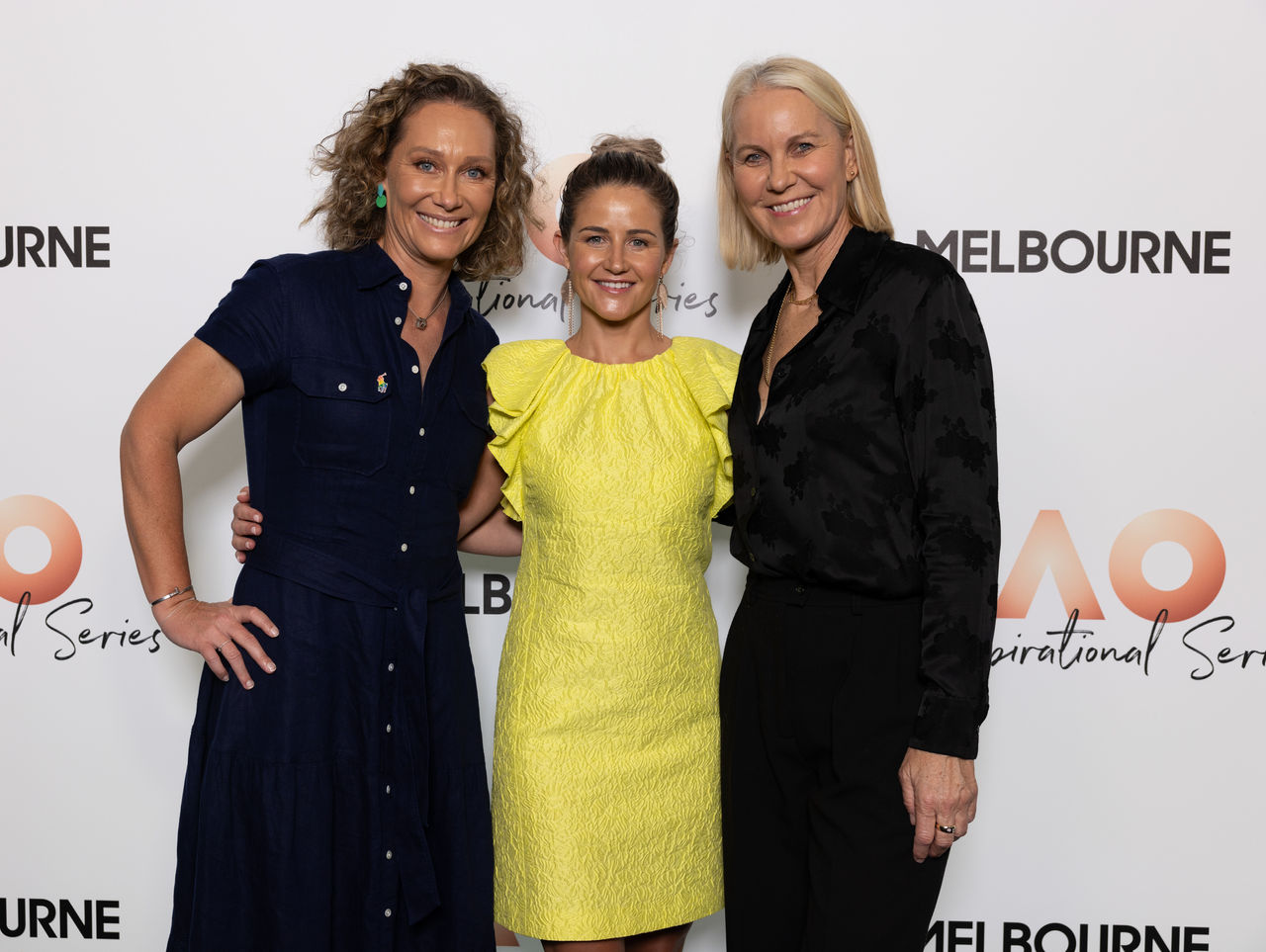 January 25:  Sam Stosur, Michelle Payne and Renae Stubbs  AO Inspirational Series.  Zinc. Federation Square during the 2024 Australian Open on Thursday, January 25, 2024. Photo by TENNIS AUSTRALIA/ FIONA HAMILTON