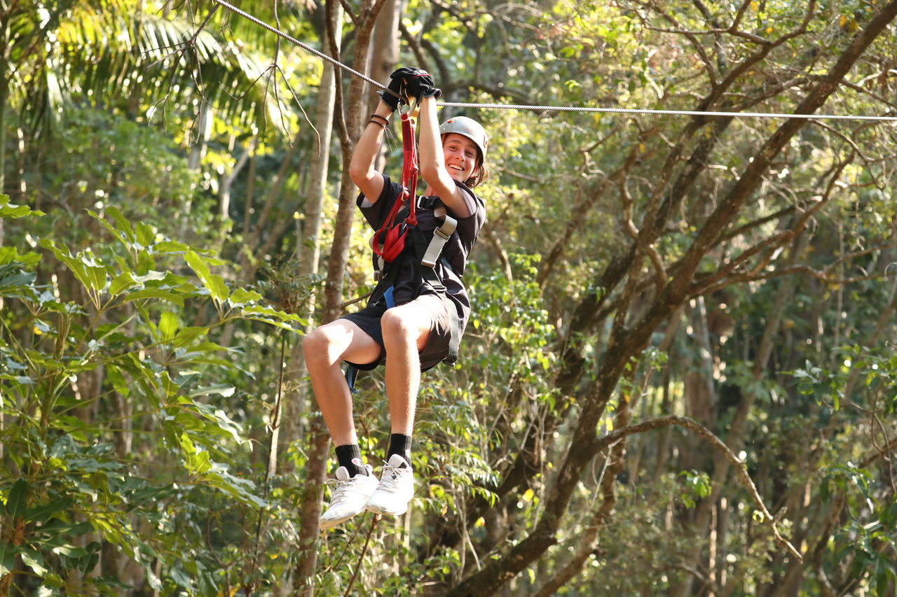 Elijah Dikkenberg during the Tree Top Challenge at Thunderbird Park Mount Tamborine on Wednesday, September 27, 2023. Photo by TENNIS AUSTRALIA/JASON O'BRIEN