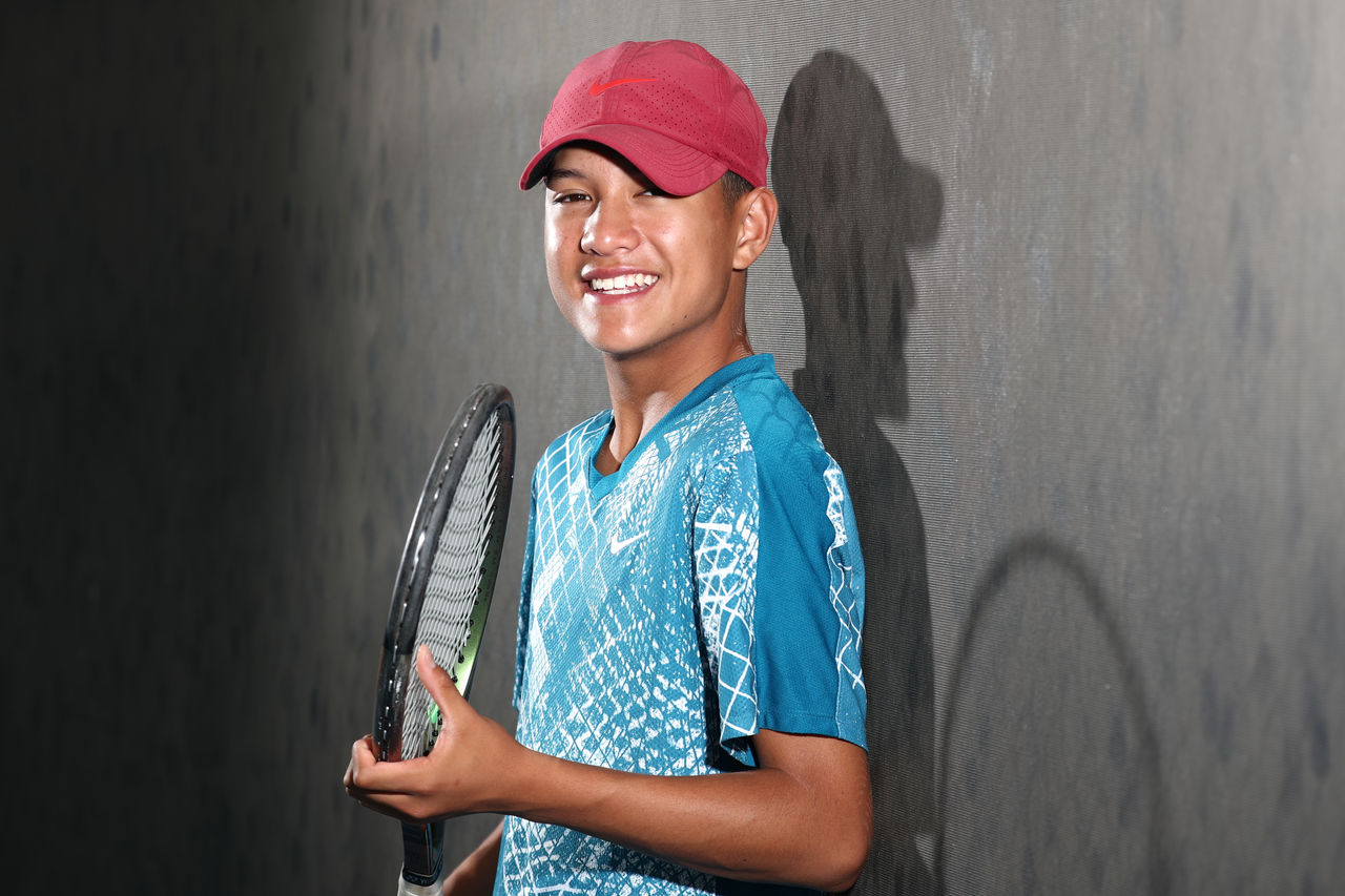 Connor McEvoy poses for a photo during the Talent Combine at the Queensland Tennis Centre in Brisbane on Tuesday, September 26, 2023. Photo by TENNIS AUSTRALIA/JASON O'BRIEN