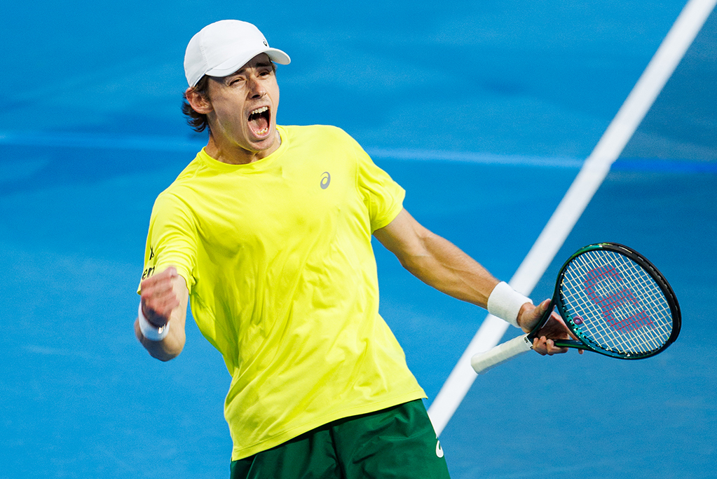 January 3: Alex De Minaur (AUS) defeats Novak Djokovic (SRB) on RAC Arena during the 2024 United Cup in Perth, on Wednesday, January 3, 2024. Photo by TENNIS AUSTRALIA/ MARK PETERSON