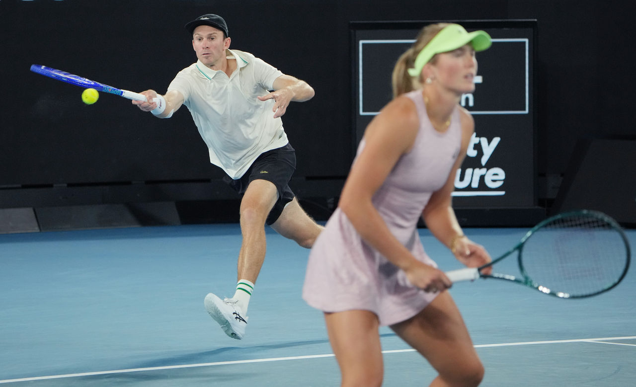 January 27: Olivia Gadecki (AUS) and John Peers (AUS) during round 3 of the mixed doubles at the 2026 Australian Open at Melbourne Park Tuesday, January 27, 2026. Photo by TENNIS AUSTRALIA/GEORGE SALPIGTIDIS