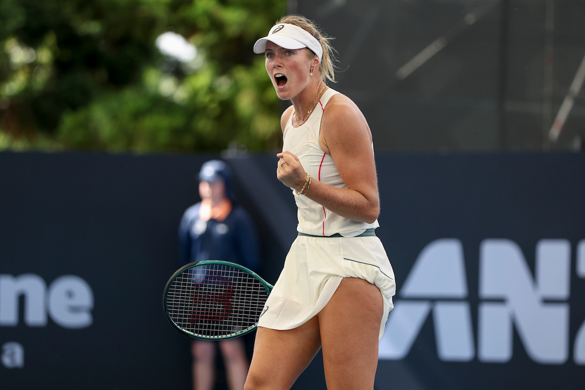 January 3: Olivia Gadecki (AUS) in action during Qualifying for the Brisbane International at Queensland Tennis Centre Saturday, January 3, 2026. Photo by TENNIS AUSTRALIA/ DYLAN PARKER