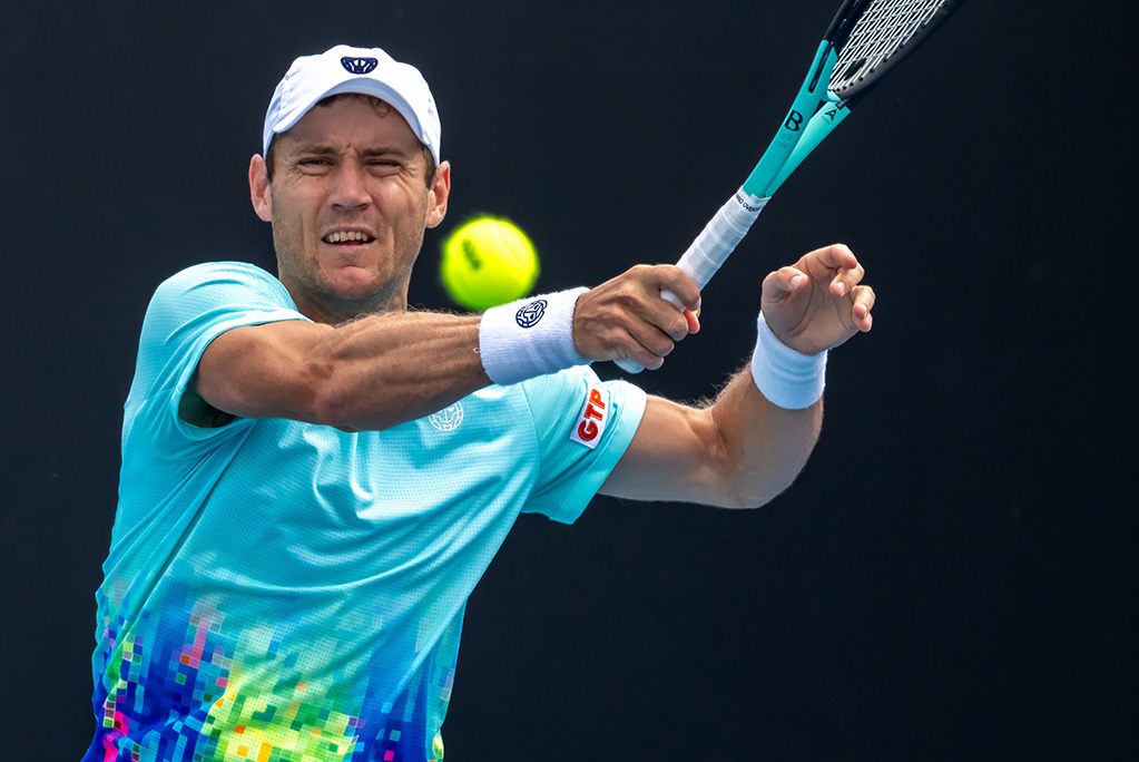 January 18: Matthew Ebden (AUS) and Rohan Bopanna (IND) play doubles against James Duckworth (AUS) and Marc Polmans (AUS)  on Court 8  during the 2024 Australian Open on Thursday, January 18, 2024. Photo by TENNIS AUSTRALIA/ JAY TOWN