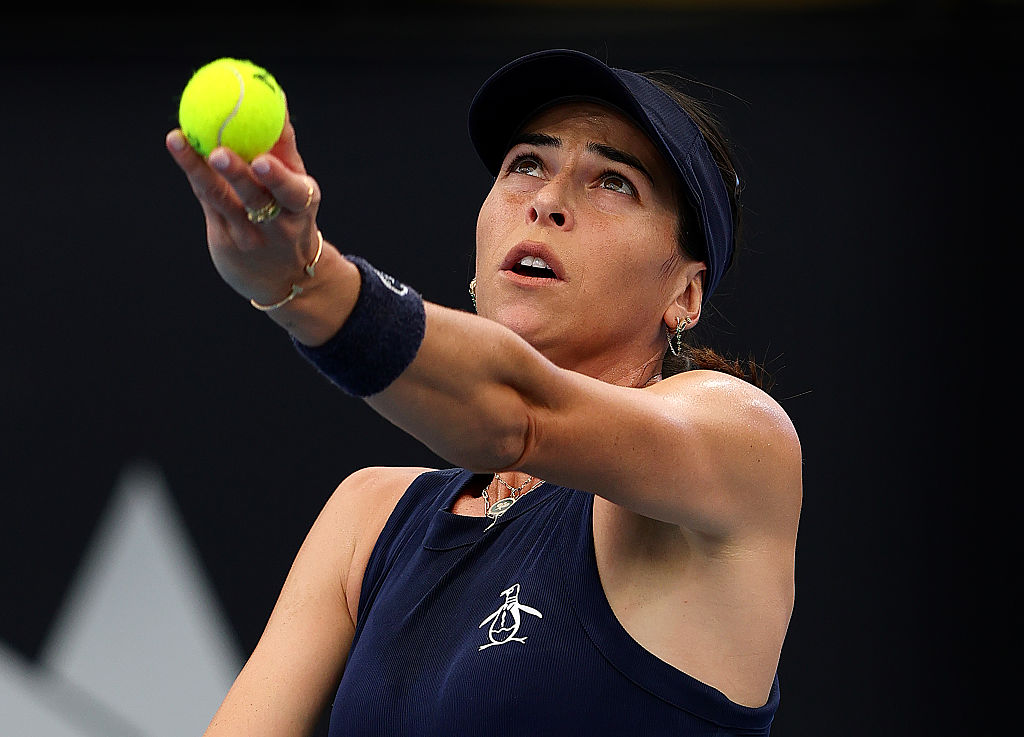 ADELAIDE, AUSTRALIA - JANUARY 12: Ajla Tomljanovic of Australia in her match against Clara Tauson of Denmark during day one of the 2026 Adelaide International at Memorial Drive on January 12, 2026 in Adelaide, Australia. (Photo by Sarah Reed/Getty Images)