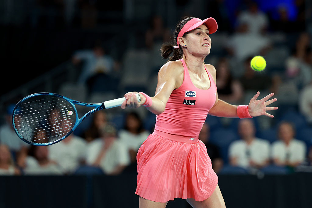 MELBOURNE, AUSTRALIA - JANUARY 20: Kimberly Birrell of Australia plays a forehand against Maddison Inglis of Australia during the Women's Singles First Round match on day three of the 2026 Australian Open at Melbourne Park on January 20, 2026 in Melbourne, Australia. (Photo by Lintao Zhang/Getty Images)