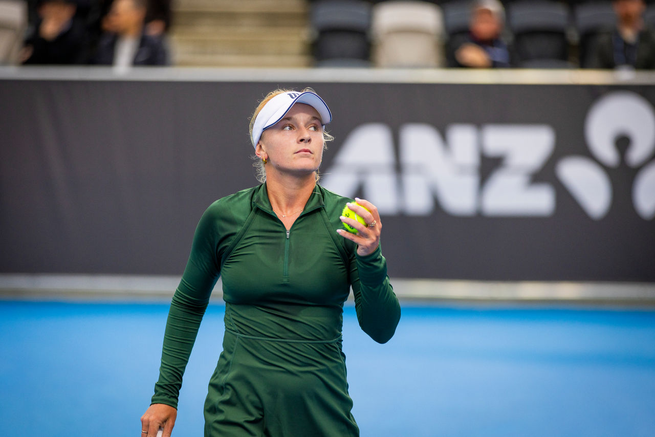 January 15: Taylah Preston (AUS) in action during the quarter-finals match against Emma Raducanu (GBR) during the Hobart International at the Domain Tennis Centre on Thursday, January 15, 2026. Photo by TENNIS AUSTRALIA/ RICHARD JUPE
