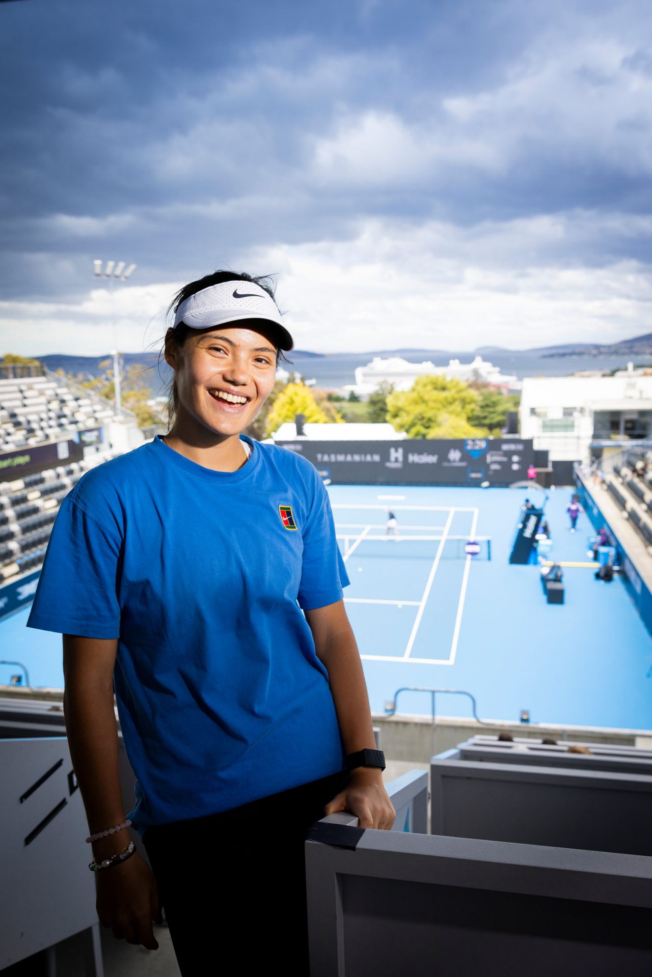 January 10: Top Seed Emma Raducanu (GBR). Day one of qualifying at Hobart International, at The Domain Tennis Centre on Saturday, January 10, 2026. Photo by TENNIS AUSTRALIA/RICHARD JUPE
