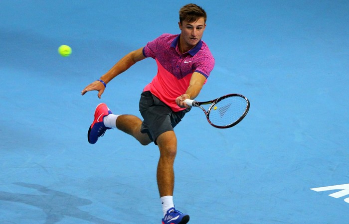 Omar Jasika in action during his first round loss to Rajeev Ram at the ATP Malaysian Open in Kuala Lumpur; Getty Images