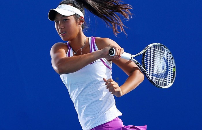 Priscilla Hon trains at the Queensland Tennis Centre ahead of the Brisbane International 2016; Getty Images