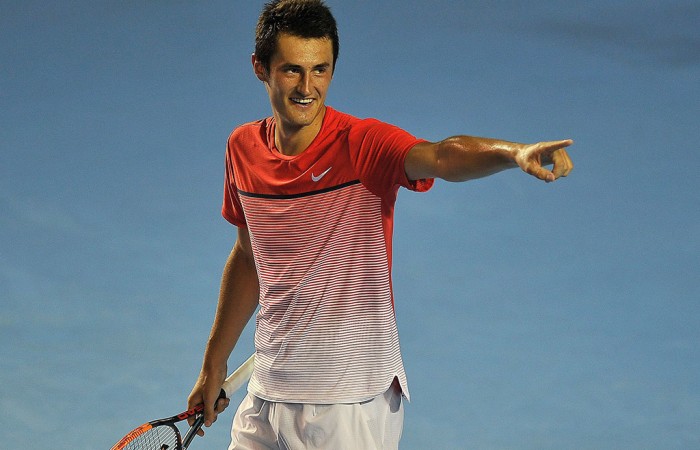 Bernard Tomic celebrates his semifnial victory over Alexandr Dolgopolov at Abierto Mexicano Telcel in Acapulco; Getty Images
