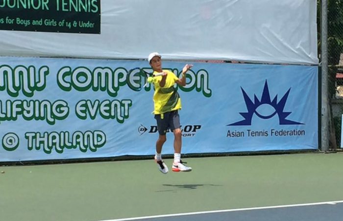 ALex Bulte in action for Australia at the World Junior Tennis Asia/Oceania Final Qualifying competition in Thailand; Tennis Australia