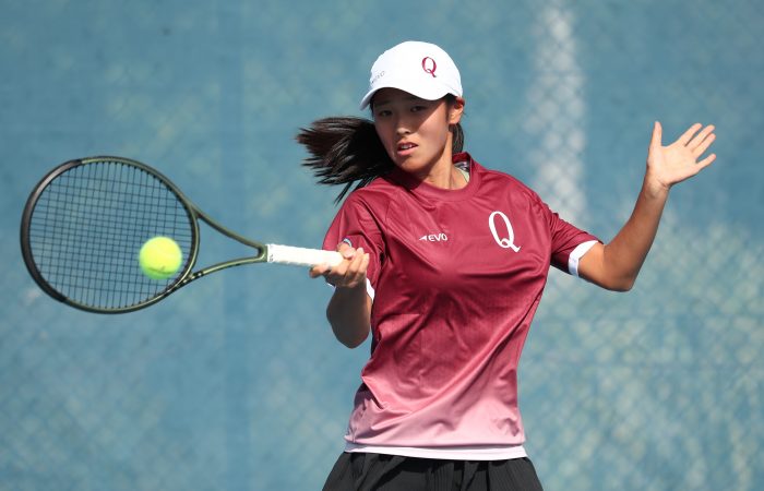 Gina Cha of the U15 QLD Team practises at the Australian Teams Championships 2023 at KDV Sport on the Gold Coast on Wednesday , June 28 , 2023. MANDATORY PHOTO CREDIT Tennis Australia/ JASON OBRIEN