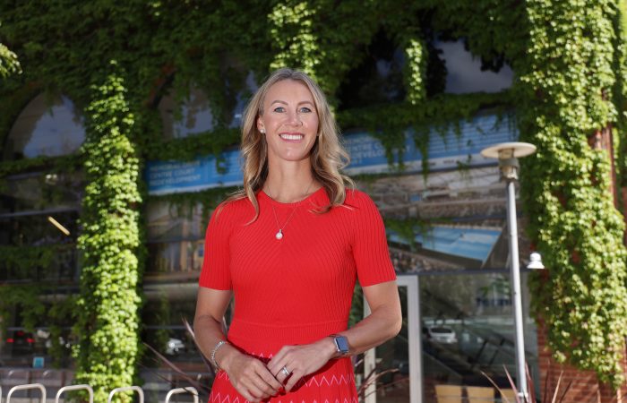 Alicia Molik poses for a photo after being announced as the new Adelaide International Tournament Director at a media launch at Memorial Drive Tennis Centre in Adelaide, on Thursday, November 30, 2023. Photo by TENNIS AUSTRALIA/DAVID MARIUZ