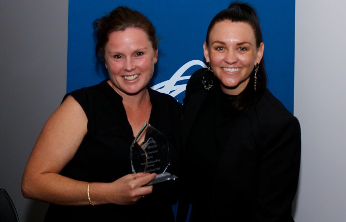 RECOGNISED: Devonport Primary School's Narelle Genge with Casey Dellacqua. Picture: Martin Turmine