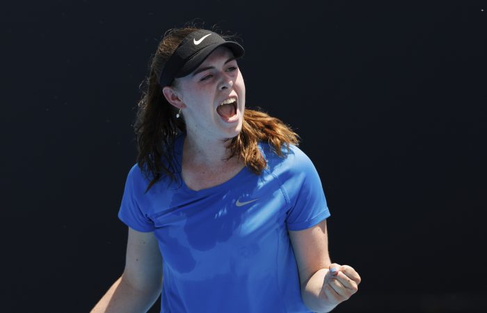 Talia GIBSON (AUS) in action on Court 3 on Day One of the 2023 Australian Open in Melbourne on Monday, January 16, 2023. MANDATORY PHOTO CREDIT Tennis Australia/ MARK PETERSON