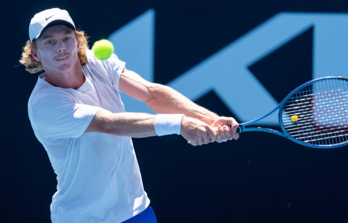 January 7: Dane Sweeny (AUS) during Round 1 qualifying on Court 3 at the Australian Open at Melbourne Park on Tuesday, January 7, 2025. Photo by TENNIS AUSTRALIA/ JAY TOWN
