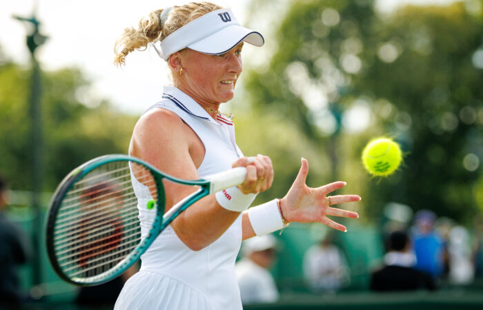 June 24: Taylah Preston (AUS) during the Wimbledon Qualifying Competition at Community Sport Centre Roehampton, London on Tuesday, June 24, 2025. Photo by TENNIS AUSTRALIA/ PATRICK HAMILTON
