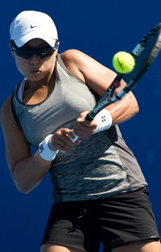 Alison Bai in action during the Australian Open 2015 Play-off; Elizabeth Xue Bai