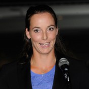 Jarmila Groth makes her speech at the Fed Cup Dinner. DAVID CLIFFORD
