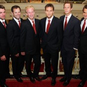 The Swiss Davis Cup team at the official dinner. GETTY IMAGES