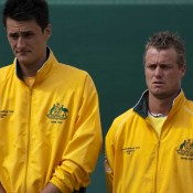 Bernard Tomic and Lleyton Hewitt at the Opening Ceremony in Geelong: Tennis Australia 