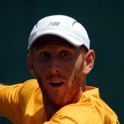 Chris Guccione in action at the Davis Cup tie in Geelong: Kim Trengove 