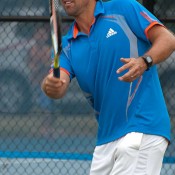 Australian Davis Cup captain Pat Rafter at practice: Tennis Australia 