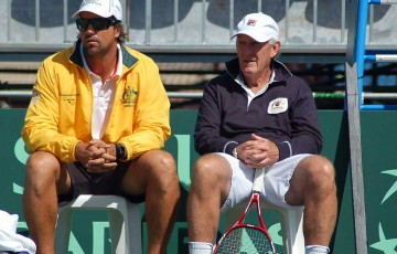Australian Davis Cup captain Pat Rafter and coach Tony Roche: Tennis Australia 