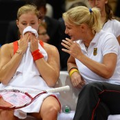 Angelique Kerber of Germany gets instructions from her head coach Barbara Rittner; Getty Images
