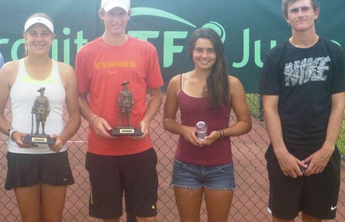 (L-R) Gallipoli Youth Cup winners Ellen Perez and Harry Bourchier alongside finalists Isabelle Wallace and Bradley Mousley; Tennis Australia