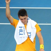 Bernard Tomic takes the opening singles rubber in the Davis Cup tie between Australia and Korea: Getty Images