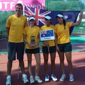 The Australian girls team of (L-R) captain Anthony Richardson, Kimberly Birrell, Priscilla Hon and Sara Tomic; Wee Photography