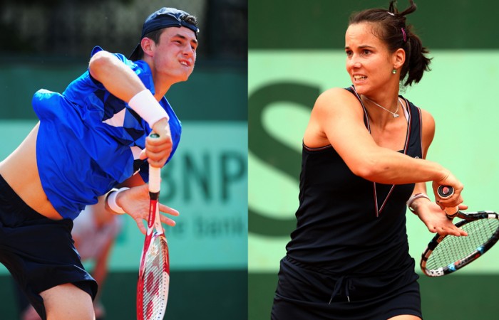 Bernard Tomic (L) and Jarmila Gajdosova will play their second round matches on Day 5 of the French Open at Roland Garros in Paris; Getty Images