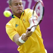 After a rain-delayed second day of play at the Olympics, Lleyton Hewitt took to the court on Day 3 as the only Australian remaining in the tennis competition; Getty Images