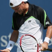 Lleyton Hewitt shows his frustration during a 6-2 6-0 second round defeat to Serbian Victor Troicki. Despite the loss, the Aussie had enjoyed an impressive victory over world No.28 Mikhail Youzhny in his opening match; Getty Images