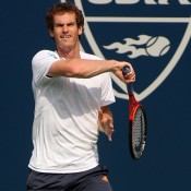 NEW YORK, NY - AUGUST 24:  Andy Murray of Great Britain hits a shot while practicing prior to the start of the 2012 U.S. Open at the USTA Billie Jean King National Tennis Center on August 24, 2012 in the Flushing neighborhood, of the Queens borough of New York City.  (Photo by Alex Trautwig/Getty Images)