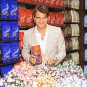 NEW YORK, NY - AUGUST 23:  Professional Tennis Player Roger Federer attends the Lindt Premium Chocolate party at Lindt Chocolate Shop on August 23, 2012 in New York City.  (Photo by Michael Loccisano/Getty Images)