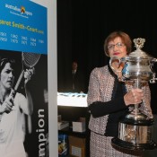 Former tennis player Margaret Court carries the Daphne Akhurst Trophy during the 2013 Australian Open launch at Melbourne Park on October 2, 2012 in Melbourne, Australia; Getty Images